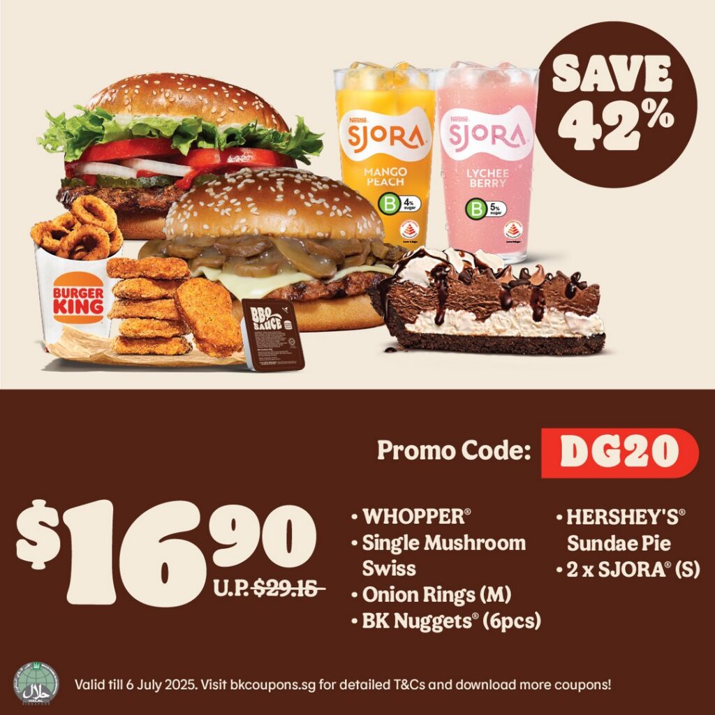 Burger King Singapore Rolls Out 20 E-Coupons with Discounts Up to 62% – Available Until July 6, 2025